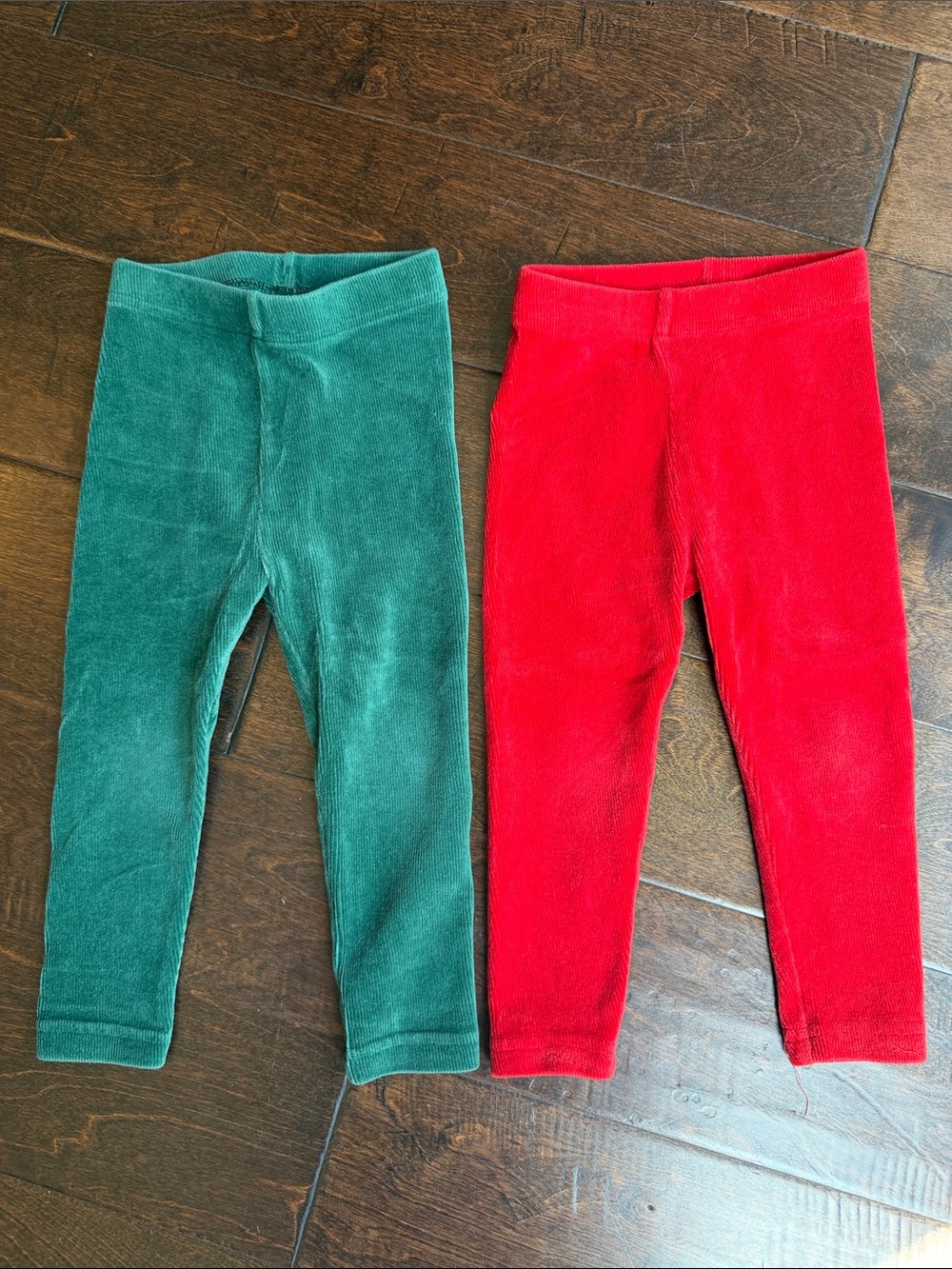 Hanna Andersson 2T Kids Velour Leggings - Red and Green